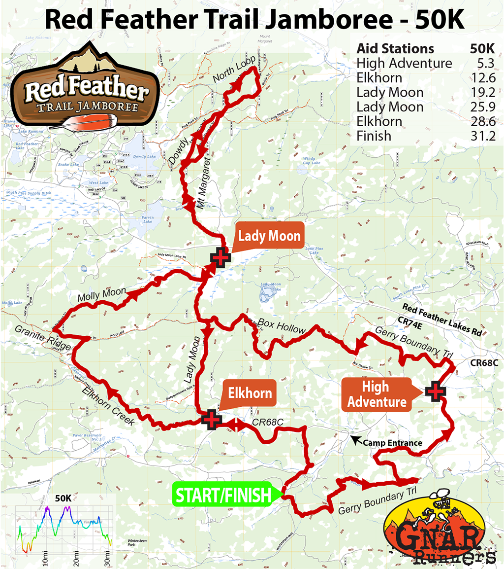 Red Feather Trail Jamboree 50K Map