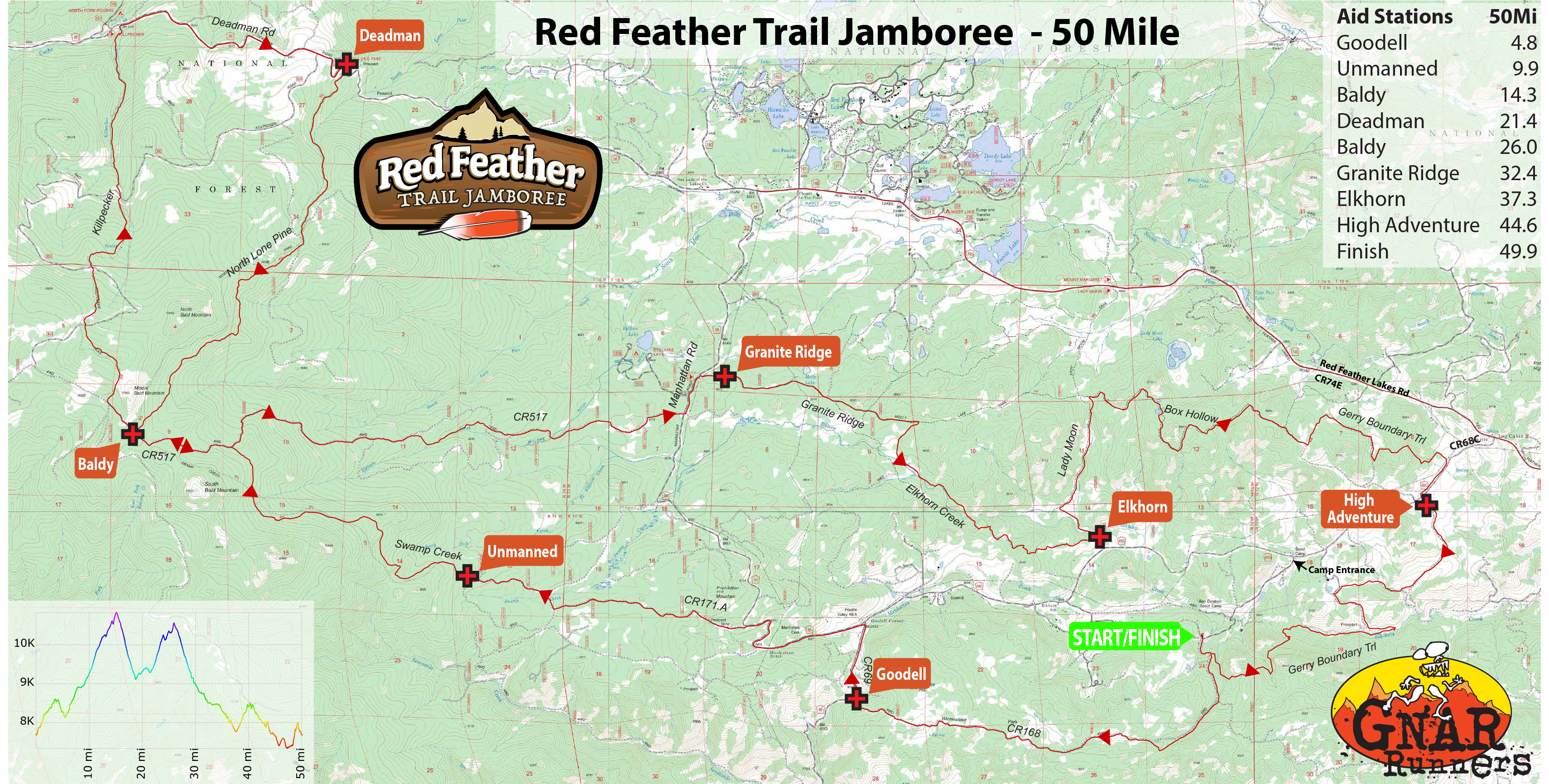 Red Feather Trail Jamboree 50 Mile Map