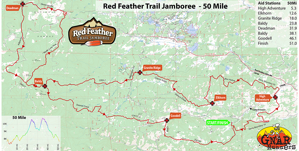Red Feather Trail Jamboree 50 Mile Map